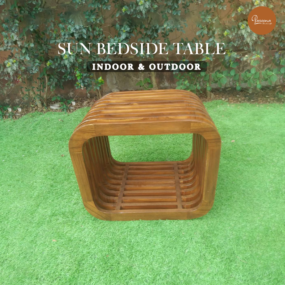 โต๊ะข้างไม้สัก PAREENA DECOR รุ่น BST-001 ขนาด 41X50X50 ซม. สีไม้ธรรมชาติ_2